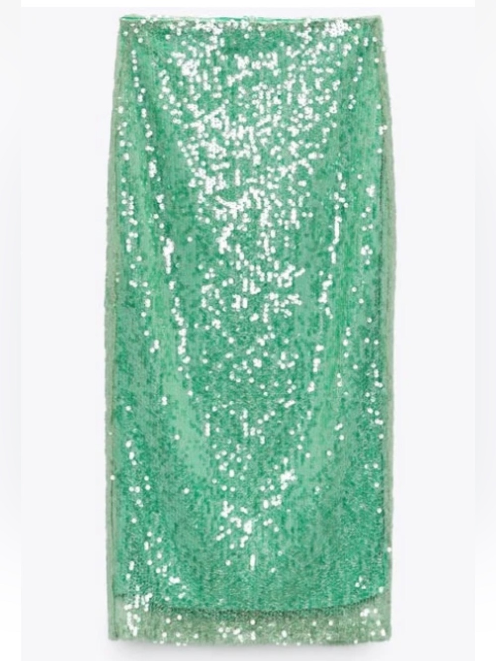 Zara NWT Sequined Sea Green Midi Skirt Size Large Occasions - Picture 13 of 16